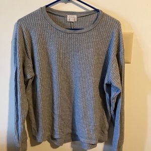 PST Los Angels M grey waffle long sleeve top